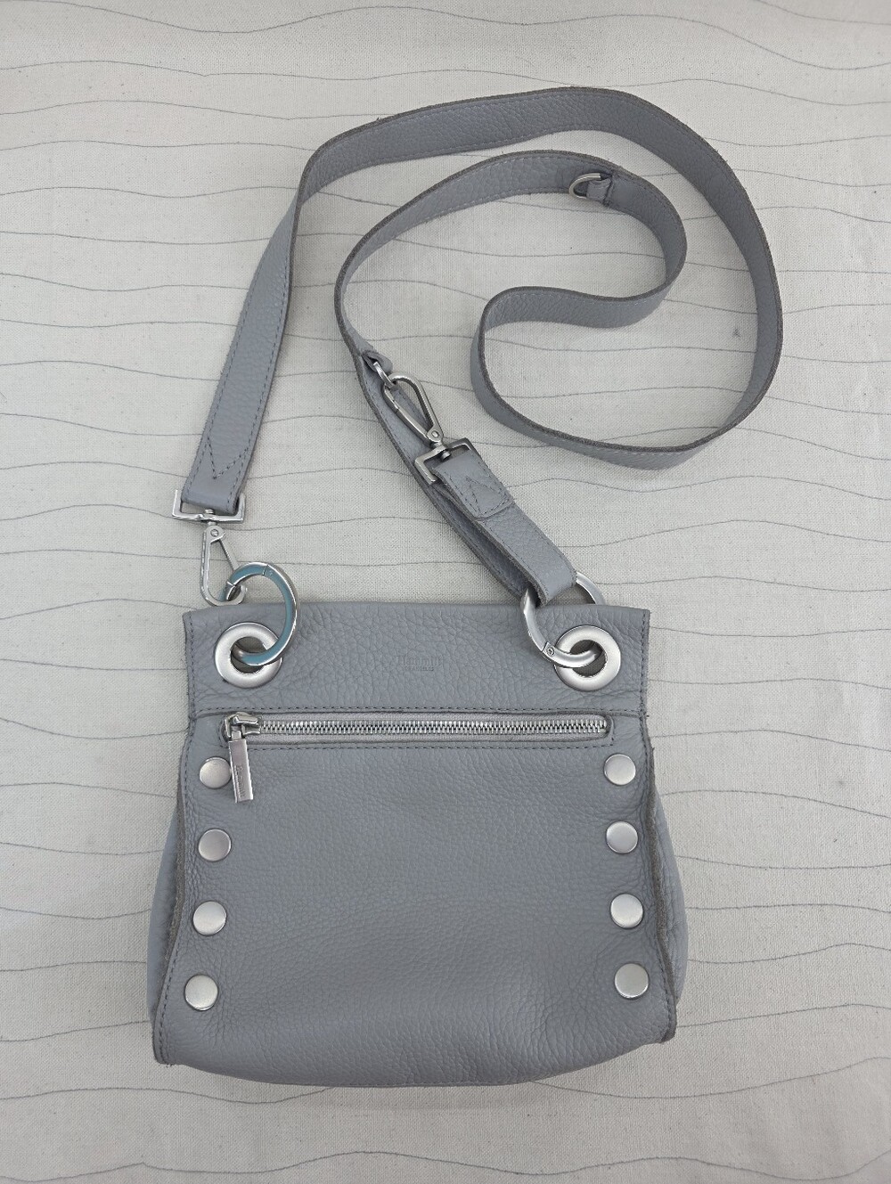 Hammitt Womens Tony Small Pewter Gray Leather Crossbody Bag Purse